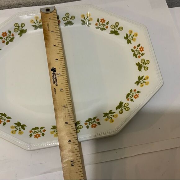 Johnson Brothers Heritage POSY  hexagonal orange flowers platter 12'' EUC G21 - Picture 7 of 8
